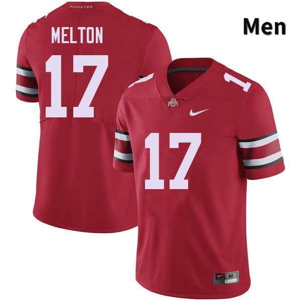 Ohio State Buckeyes Mitchell Melton Men's #17 Red Authentic Stitched College Football Jersey